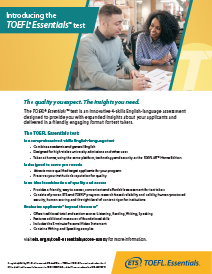 Presentamos el folleto del TOEFL® Essentials™ Test