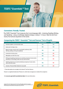 Comparando el TOEFL Essentials Test y el Pearson Test de inglés